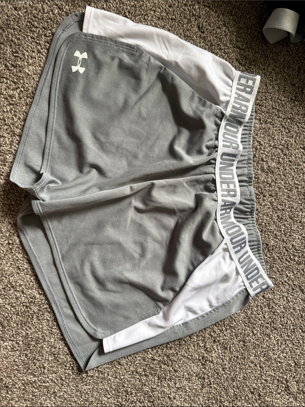 Under Armour Women's Gray and White Athletic Shorts